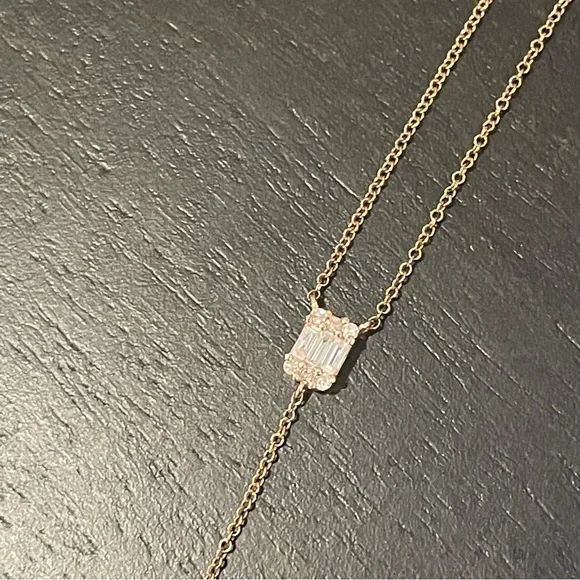 ⭐️14K Rose Gold⭐️Diamond Lariat Necklace - Picture 9 of 12